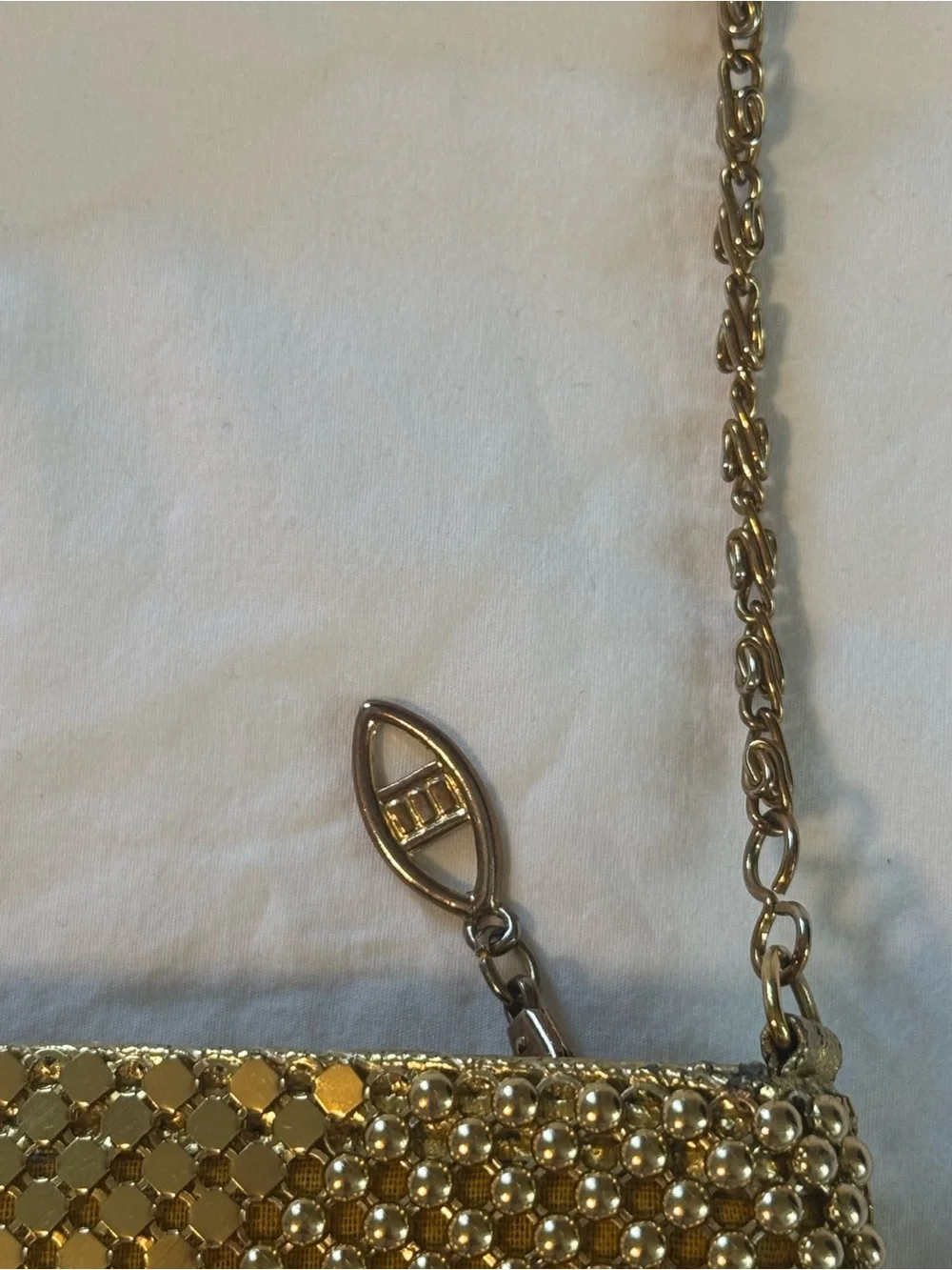 Vintage Gold Sequin Chain Clutch